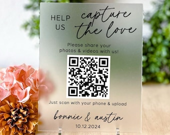 Wedding QR Code Acrylic Sign Help Capture the Love Wedding Photo Sign Scannable QR Code Sign for Wedding Bridal Shower Custom Wedding Sign