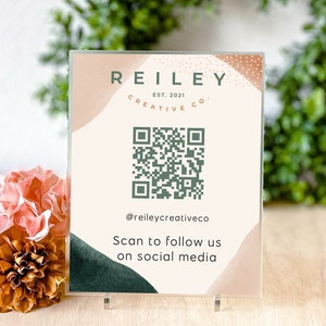 Social Media QR Code Frosted Acrylic Sign Editable Business Decor Sign Scannable QR Code Sign Bartender Musician Salon Custom Editable Sign