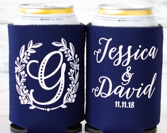 Personalized Can Cooler Wedding Can Cooler Wedding Favors for Weddings Custom Wedding Favor Beer Cooler Rustic Wedding Reception Favors