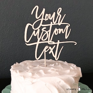 Personalized Cake Topper, Custom Text Cake Topper, Gold Cake Topper, Bridal Party Cake Topper, Wood Cake Topper, Rustic Cake Decor