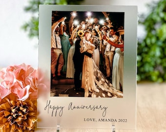 Anniversary Photo Gift Custom Personalized Wedding Gift One Year Anniversary Present for Her Him Husband Wife Frosted Acrylic Printed Sign