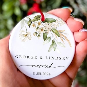 Married Ceramic Ornament 2025 Gift Newlywed Gift Mr & Mrs Christmas Ornament Personalized Mr Mrs Wedding Ornament Wedding Gift Keepsake
