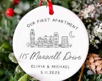 Apartment Warming Gift Our First Apartment Ceramic Christmas Ornament New Address Ornament Client Appreciation First Apartment Gift New Home