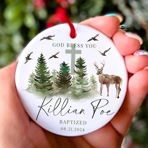 Personalized God Bless Baptism Christmas Ornaments for Boy Baptized Ornament Keepsake for Boy Christening Gift for Boy Customized with Name