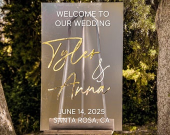Acrylic Wedding Sign Wedding Welcome Sign Welcome to our Wedding Signage 3D Welcome Sign Gold Mirror Custom Sign Frosted Wedding Sign
