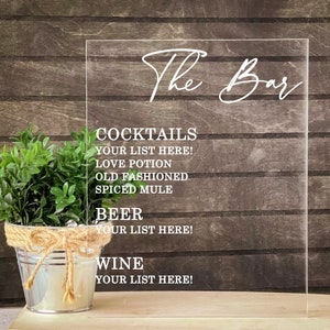 Bar Menu Signature Drinks Sign Acrylic Wedding Sign Signature Cocktails Custom Drink Menu Personalized Wedding Sign His And Hers Drinks Menu