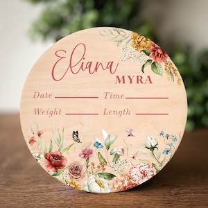 Newborn Name Wood Sign Baby Announcement Sign Hospital Name Sign Baby Girl Announcement Baby Name Sign Birth Stat Sign Newborn Girl Sign