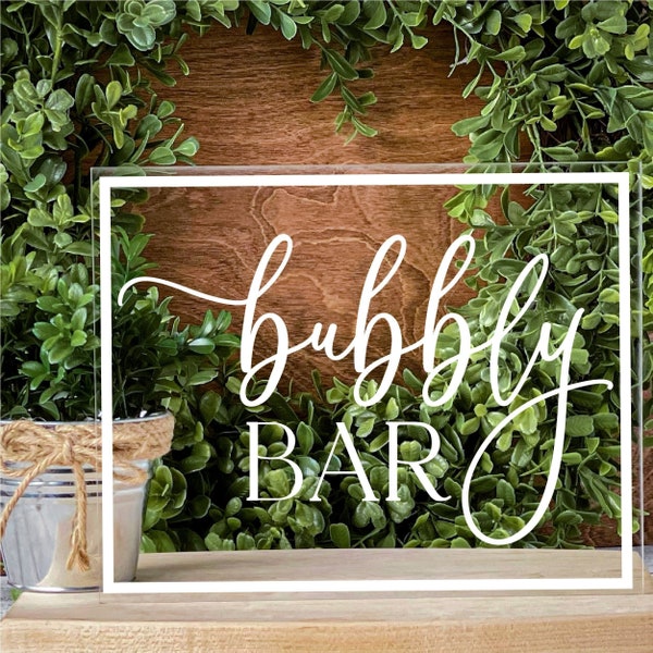 Wedding Bar Sign Bubbly Bar Mimosa Champagne Bridal Shower Bachelorette Decor Hen Party Engagement Party Rustic Wedding Reception Decoration