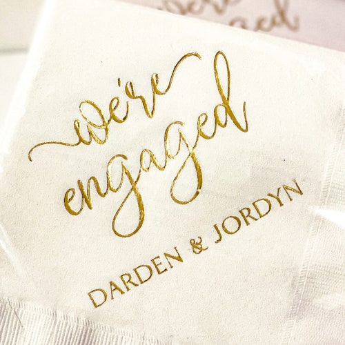 We're Engaged Personalized Napkins Engagement Party Etsy Canada