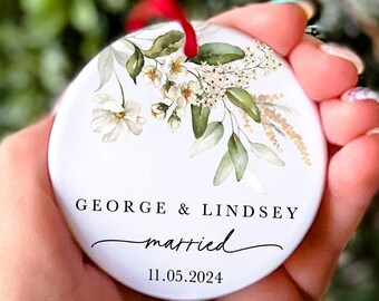 Personalized Married Christmas Ornament Our First Christmas Mr & Mrs Wedding Gift for the Couple Marriage Keepsake Newly Married Gift