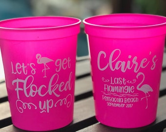 Let's Get Flocked Up Bachelorette Cups Beach Bachelorette Flamingo Theme Flamingo Party Favor Tropical Party Bridesmaid Gift Pool Party Cups