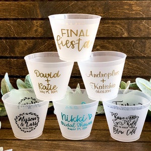 Wedding Reception Cups, 9oz Cups, Plastic Wine Cups, Personalized Wedding Cups, Custom Party Cups, Frosted Wine Cups, Wedding Favor Cups