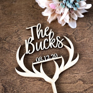 Wedding Cake Topper, Deer Wedding Cake Topper, Antler Wedding Cake Topper, Buck Cake Topper, Rustic Cake Topper, Outdoor Wedding Decor