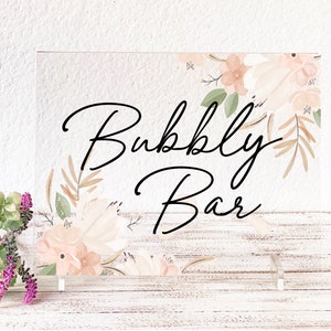 Wedding Bar Sign Mimosa Bubbly Bar Champagne Bridal Shower Bachelorette Decor Hen Party Engagement Party Rustic Wedding Reception Decoration