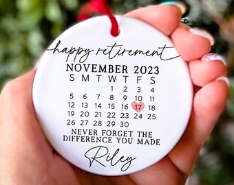 Retirement Gifts for Men and Women 2023 Christmas Ornament Never Forget the Difference You Made Appreciation Gift for Coworker Keepsake