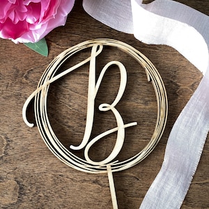 Rustic Wedding Cake Topper, Monogram Cake Topper, Any Letter Cake Topper, Custom Cake Topper, Wooden Cake Topper, Elegant Cake Topper
