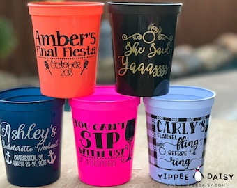 Bridal Party Cups Personalized Cups Bachelorette Cups Party Cups Plastic Cups Stadium Cups Beach Cups Favor Cups Custom Cups Custom Favors