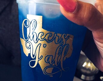 Texas Wedding Cups Cheers Y'all Personalized Cups Bachelorette Cups Wedding Favors for Guests Custom Party Cups Texas Party Favors
