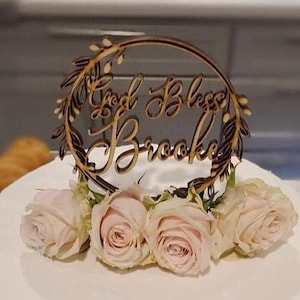 Custom Baptism Cake Topper, God Bless Cake Topper, Calligraphy Cake Topper, Christening Cake Topper, Custom Cake Topper, Baptism Decor
