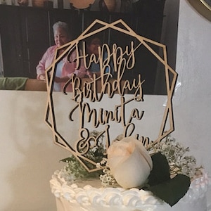 Happy Birthday Cake Topper, Calligraphy Birthday Cake Topper, Custom Wooden Cake Topper, Birthday Cake Decor, Rustic Cake Topper