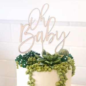 Oh Baby Cake Topper, Gender Reveal Cake Topper, Baby Shower Cake Decor, Wood Cake Topper, Rustic Baby Shower Decor, Baby Shower Cake Topper