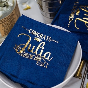Personalized Graduation Napkins, Class of 2025, Graduation Party Decor, Congrats Grad, Class Reunion, College Reunion, High School Reunion