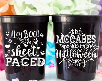 Halloween Cups, Halloween Party, Halloween Decor, Personalized Cup, Halloween Wedding, Wedding Cups, Wedding Favor, Plastic Cup, Stadium Cup