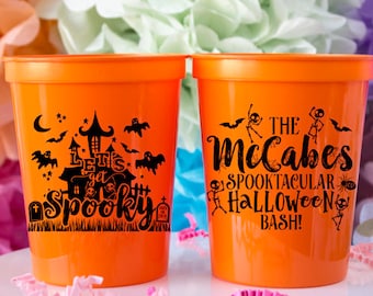 Halloween Cups, Halloween Party, Halloween Decor, Personalized Cup, Halloween Wedding, Wedding Cups, Wedding Favor, Plastic Cup, Stadium Cup