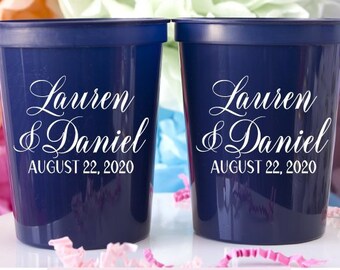Wedding Stadium Cups, Personalized Stadium Cups, Wedding Party Cups, Wedding Favors For Guest, Custom Printed Cups, Custom Wedding Cups