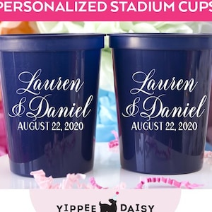 Wedding Stadium Cups, Personalized Stadium Cups, Wedding Party Cups, Wedding Favors For Guest, Custom Printed Cups, Custom Wedding Cups