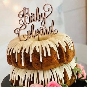Custom Baby Cake Topper, Baby Name Cake Topper, Rustic Baby Shower Cake Topper, Gender Reveal Party Decor, Gender Neutral Cake Topper