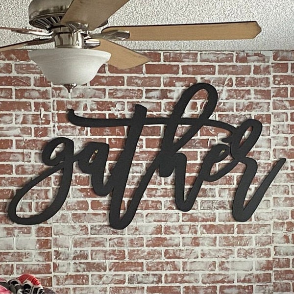 Gather Wall Decor Large Gather Sign Word Sign Gather Word Cut Out Dining Room Decor Black Gather Wood Cut Out Gather Word Sign Laser Cut