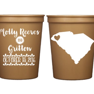 Personalized Plastic Stadium Cups, Custom Party Cups, Wedding Cups, State Wedding Cup, South Carolina, Southern Wedding, Wedding Favor