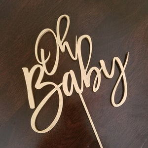 Oh Baby Cake Topper, Baby Shower Cake Topper, Rustic Baby Shower, Wooden Cake Topper, Gender Neutral Baby Shower, Cake Smash Topper