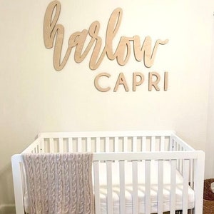 Custom Nursery Sign Name Sign First And Middle Wooden Name Sign For Nursery Baby Girl Gift Personalized Wood Wall Art Freestanding Sign