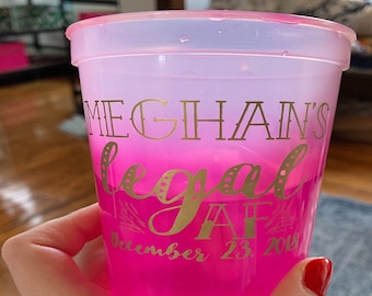 21st Birthday Party Cups, Legal AF Cups, Custom Mood Cups, 21st Birthday Party Favors, Finally Legal, Twenty One Birthday, Custom Party Cups