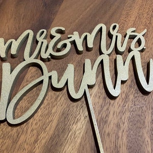 Personalized Mr and Mrs Wedding Cake Topper, Rustic Wedding Decor, Custom Wedding Cake Topper, Anniversary Cake Topper, Script Cake Topper