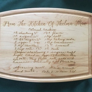 Recipe Cutting Board, Custom Engraved Family Recipe, Grandma&#39;s Handwritten Recipe, Wood Cutting Board, Gift For Mom, Family Heirloom