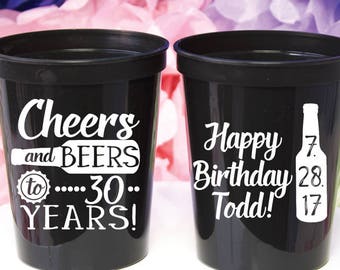 Cheers & Beers, 30th Birthday, Dirty 30, 30th Party Favor, 30th Party Cups, Stadium Cups, Personalized Cups, Plastic Cups, Bar Crawl