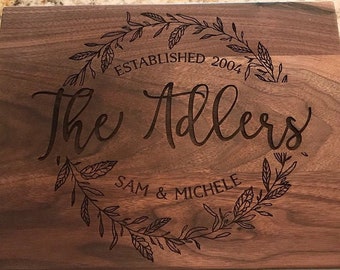 Custom Cutting Board, Engraved Couple's Name Cutting Board, Walnut Cutting Board, Cheese Board, Chopping Board, Wedding Gift, Closing Gift