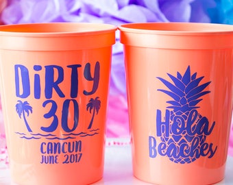 Dirty 30, 30th Birthday, 30th Birthday Party, 30th Birthday Favor, 30th Party Favor, 30th Party Cups, Hola Beaches, Dirty 30 Party