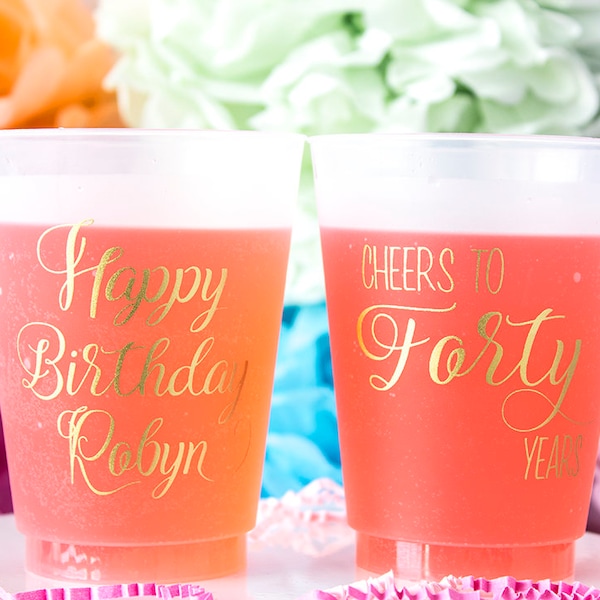 40th Birthday Cup, 40th Birthday Party, Cheers to 40 Years, Frosted Cups, Personalized Cups, Custom Cups, Birthday Decor, Happy Birthday