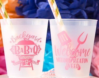 Baby Q, BBQ Baby Shower, Gender Reveal Party, Baby Q Shower, Couples Shower, Boy or Girl, Shatterproof Cup, Frost Cup, Plastic Cup