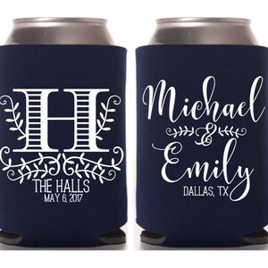 Personalized Can Cooler, Monogram Wedding Favor, Party Favor, Rehearsal Dinner, Bridal Shower, Destination Wedding, Anniversary Party