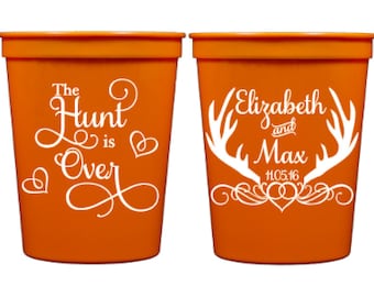 The Hunt Is Over, Custom Wedding Cups, Wedding Favors, Plastic Wedding Cups, Custom Cups, Reception Favor, Rustic Wedding, Southern Wedding