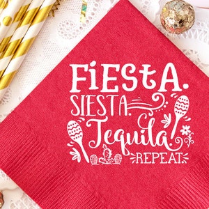 Fiesta Party Napkins, Personalized Napkins for Wedding, Cinco De Mayo, Cocktail Napkins, Custom Napkins, Wedding Bar Napkins, Engagement