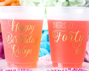 40th Birthday Cup, 40th Birthday Party, Cheers to 40 Years, Frosted Cups, Personalized Cups, Custom Cups, Birthday Decor, Happy Birthday