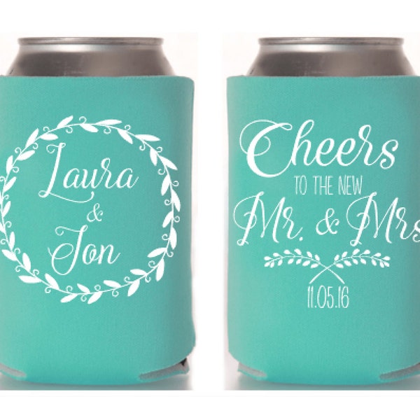 Wedding Can Cooler, Rustic Wedding Favor, Beer Can Cooler, Personalized Can Cooler, Custom Can Hugger, Wedding Favor, Insulator, Summer