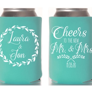 Wedding Can Cooler, Rustic Wedding Favor, Beer Can Cooler, Personalized Can Cooler, Custom Can Hugger, Wedding Favor, Insulator, Summer