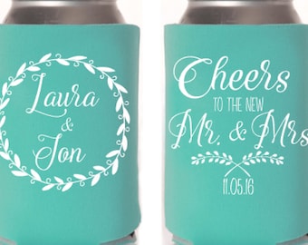 Wedding Can Cooler, Rustic Wedding Favor, Beer Can Cooler, Personalized Can Cooler, Custom Can Hugger, Wedding Favor, Insulator, Summer